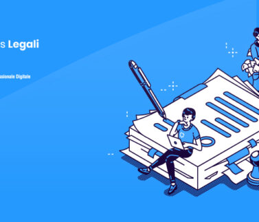 Illustrazione del processo civile telematico con figure che lavorano su documenti digitali