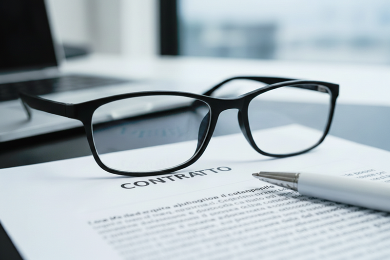 occhiali-vista-penna-documento-CONTRATTO-testo-ufficio-impiego-lavoro